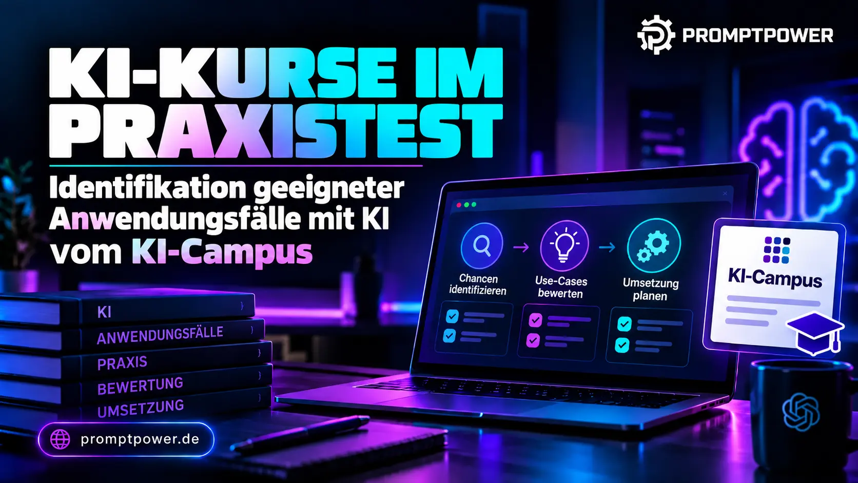 Cover-Grafik: KI-Kurse im Praxistest, Identifikation geeigneter Anwendungsfälle mit KI vom KI-Campus
